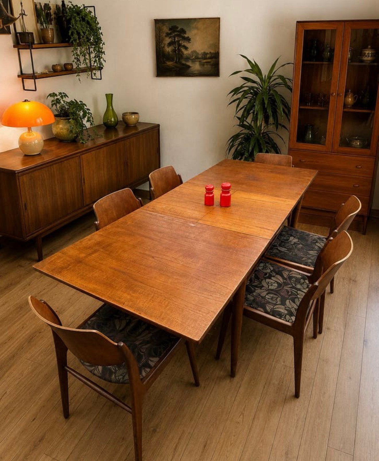 Hartmut Lohmeyer uitschuifbare eettafel met 6 stoelen, Vintage, Vintage, 200 cm of meer, Zo goed als nieuw