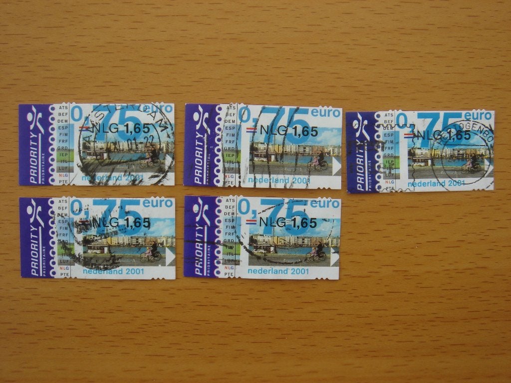 Eurozegels 2001 NVPH 1993 - 5x Invoering Euro  Gestempeld, Postzegels en Munten, Postzegels | Nederland, Ophalen of Verzenden