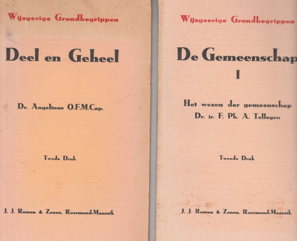 Wijsgerige Grondbegrippen De gemeenschap I & II/ Deel geheel, Ophalen of Verzenden, Gelezen, F.Ph.A.Tellegen / Dr. Angelinus O.F.M.Cap / Störig