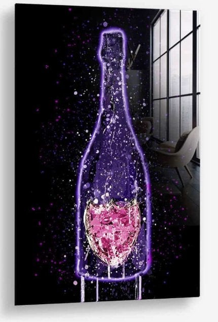 Glasschilderij Purple Champagne 60x90 - Gehard glas, Antiek en Kunst, Kunst | Schilderijen | Modern, Stilleven, Print, Glas, Achter glas