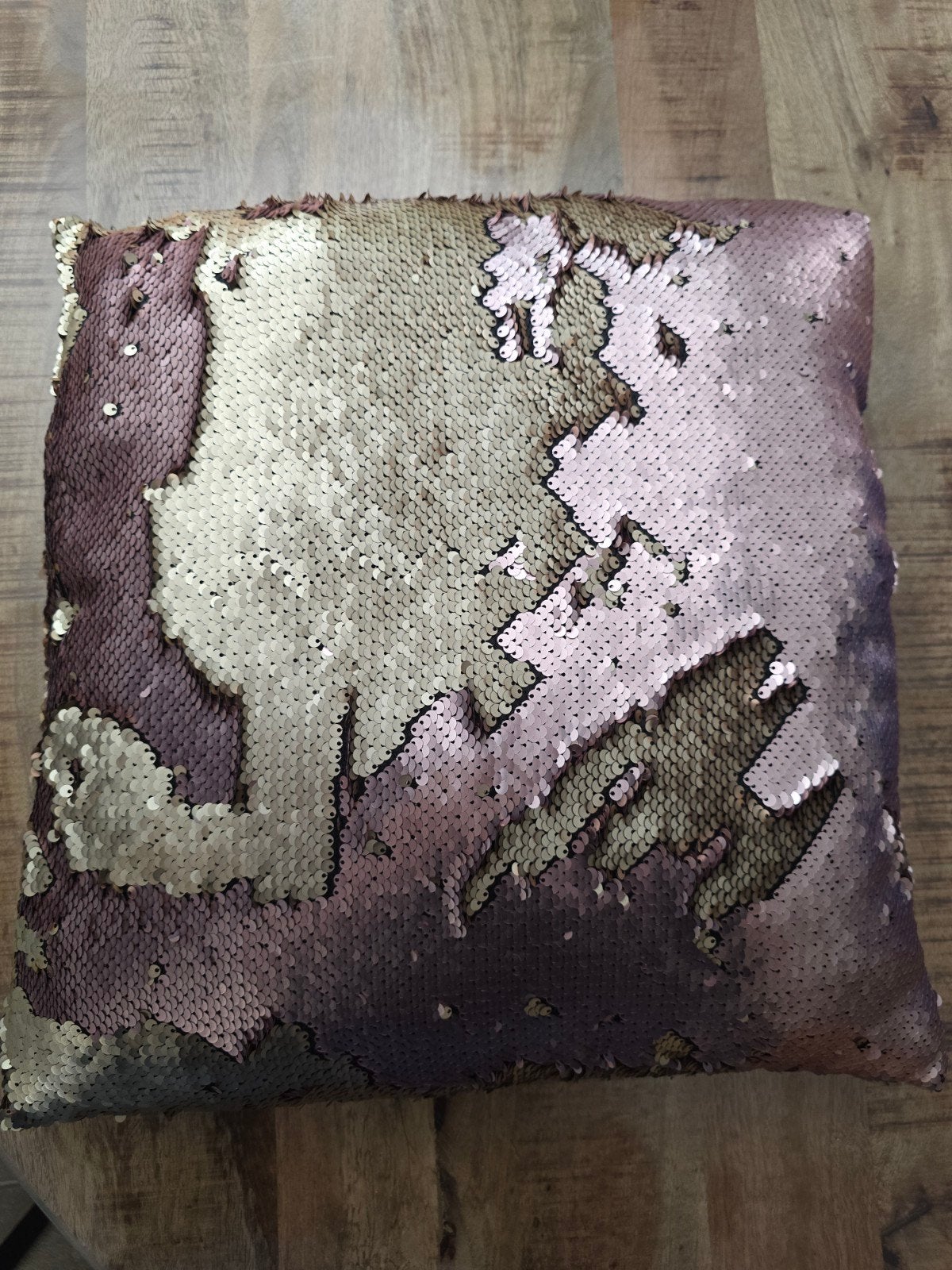 Magisch Swipe Pailetten Kussen - Roze/Goud, Vierkant, Ophalen of Verzenden, Zo goed als nieuw, Sierkussen
