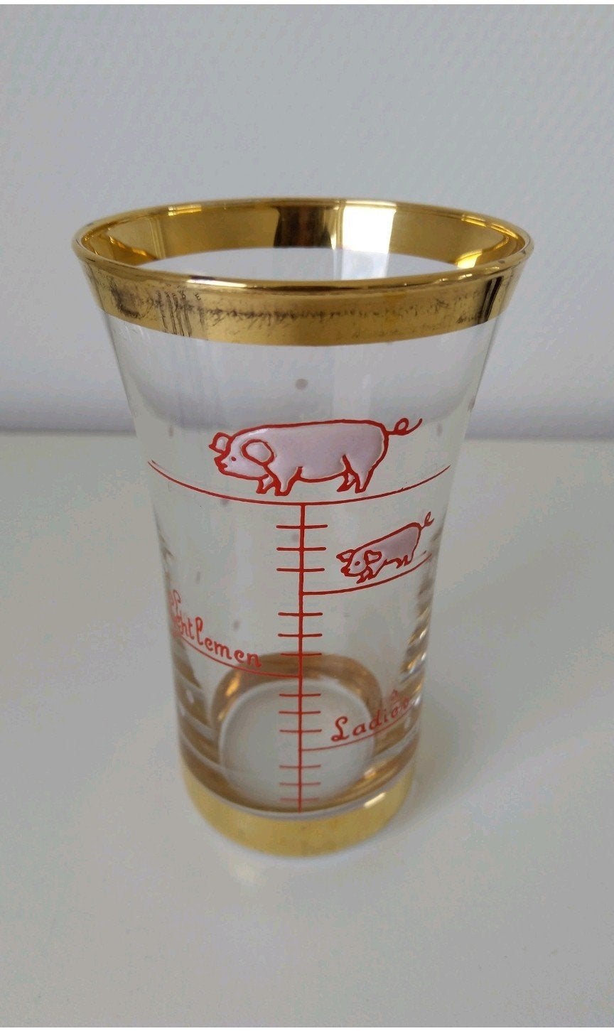 Vintage Lady & Gentlemen Varkens Glas met Gouden Rand, Ophalen of Verzenden