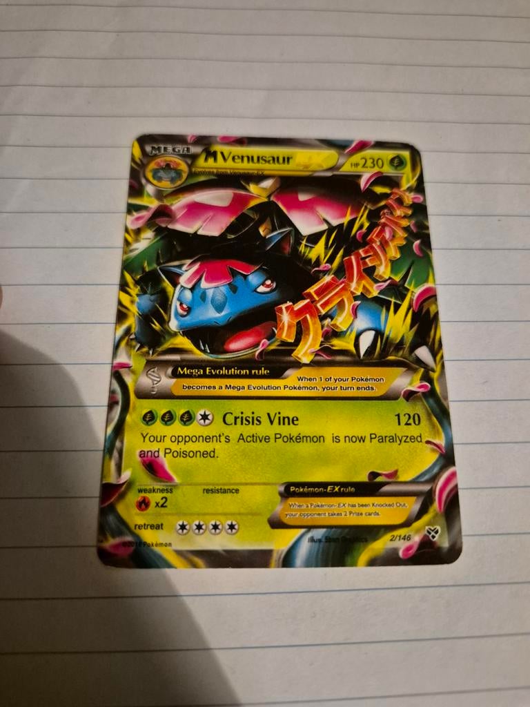 Mega Venusaur EX Pokémon Kaart - Zeldzaam, Ophalen of Verzenden, Gebruikt, Losse kaart