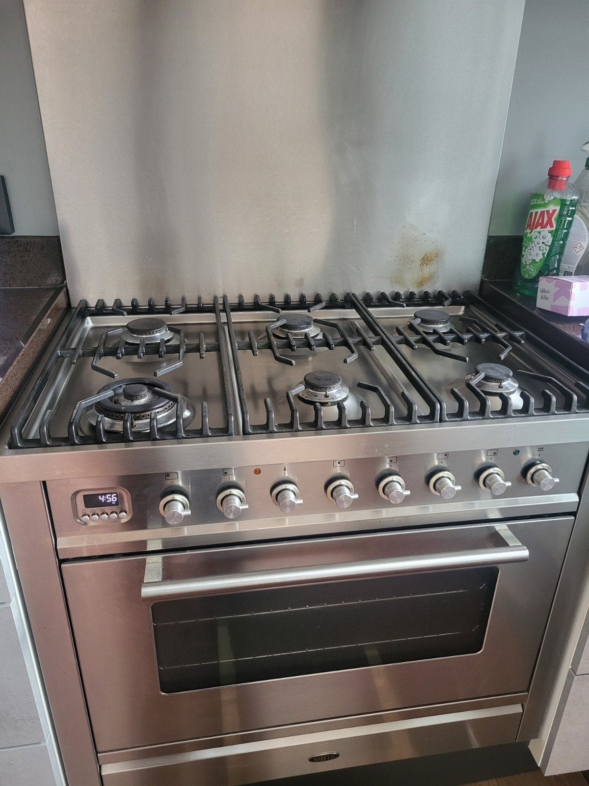 RVS Boretti Gasfornuis met Oven - 6 Pits, Ophalen, Gebruikt, 60 cm of meer, Gas