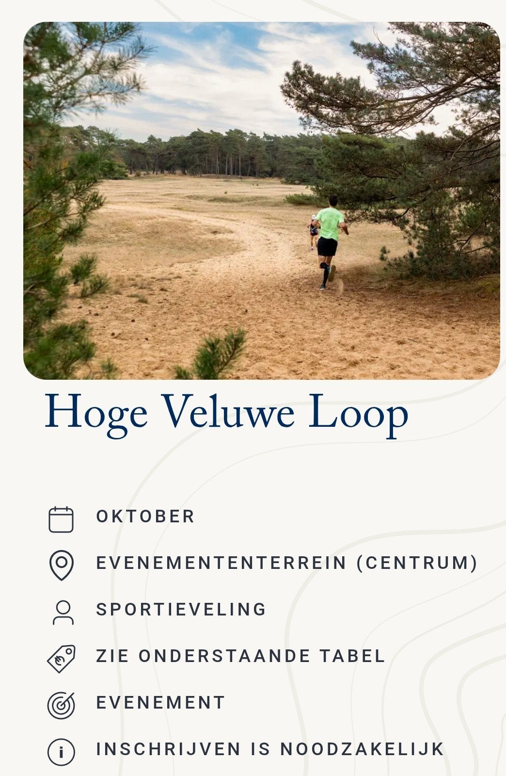 Hoge veluwe loop, Landschappenloop van 12.5 km, Tickets en Kaartjes, Eén persoon, December