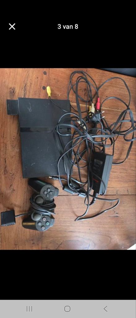 Playstation 2, Ophalen, Zwart, Met 2 controllers, Gebruikt