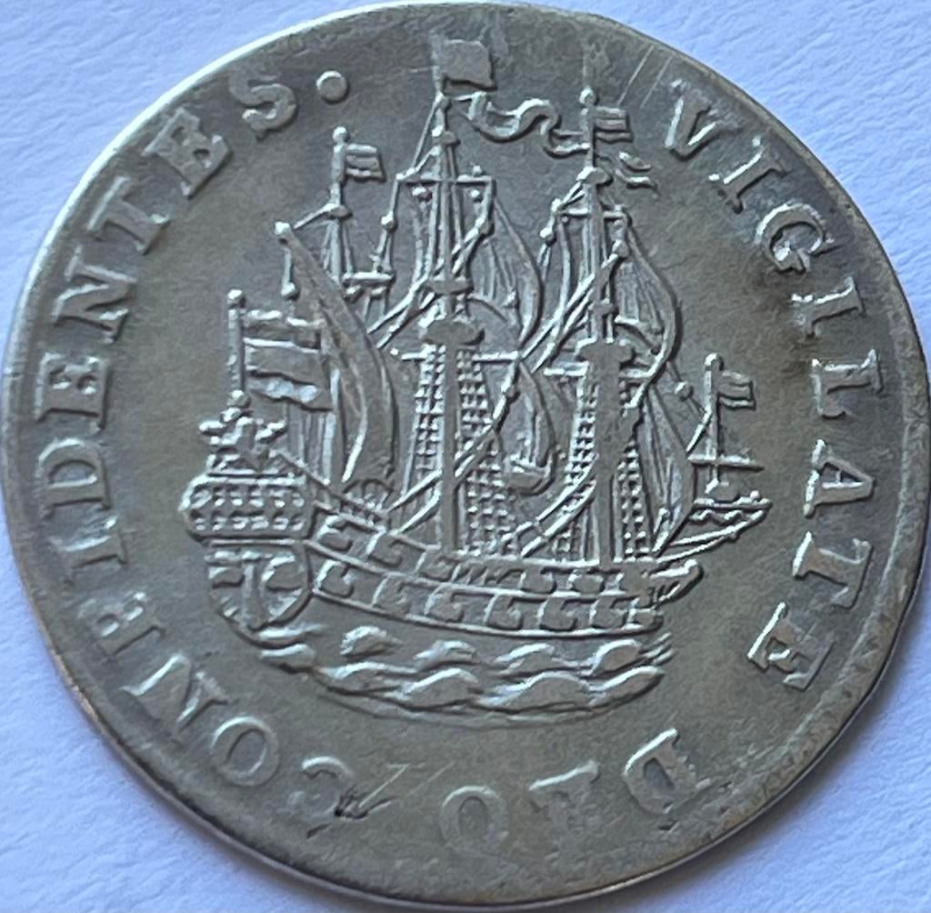 Holland zilveren scheepjesschelling 1751, Postzegels en Munten, Munten | Nederland, Losse munt, Overige waardes, Vóór koninkrijk
