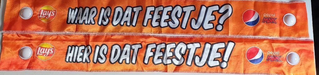 2 x Lay's Oranje WAAR IS DAT FEESTJE? + HIER IS DAT FEESTJE!, Verzenden, Nieuw, Versiering, Oranje of Koningsdag