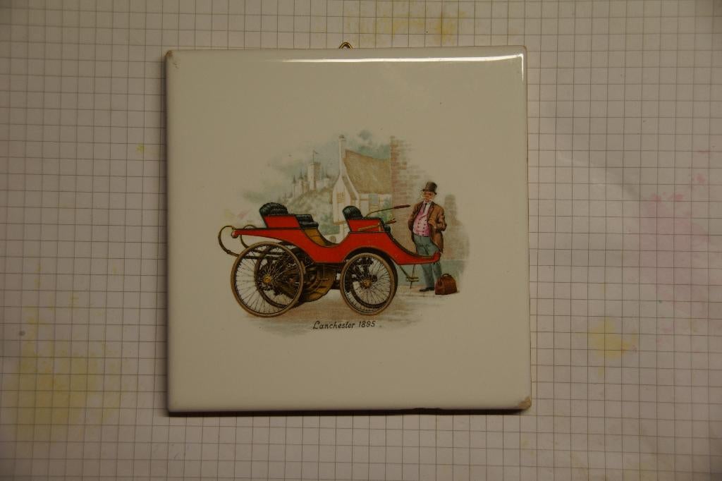 Tegeltje met antieke auto, Antiek en Kunst, Ophalen of Verzenden