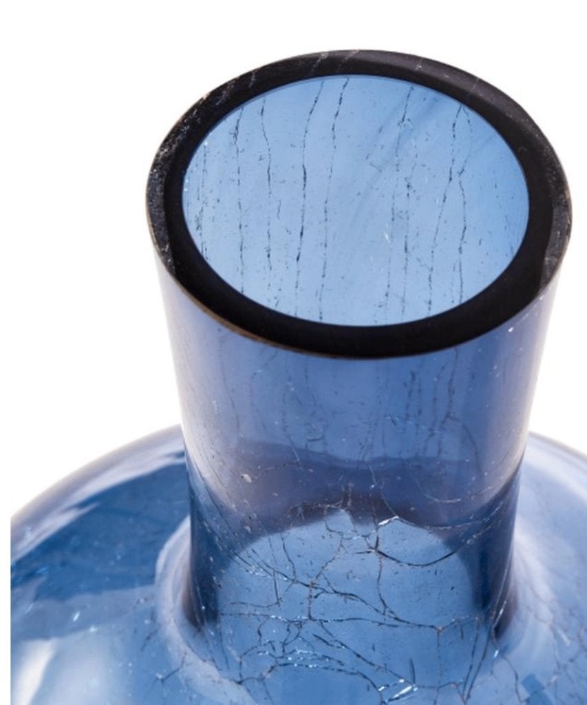 POLSPOTTEN Vaas Ball Body Crackled Glass Blauw Van €230, nu, Blauw, POLSPOTTEN, Nieuw, Ophalen of Verzenden