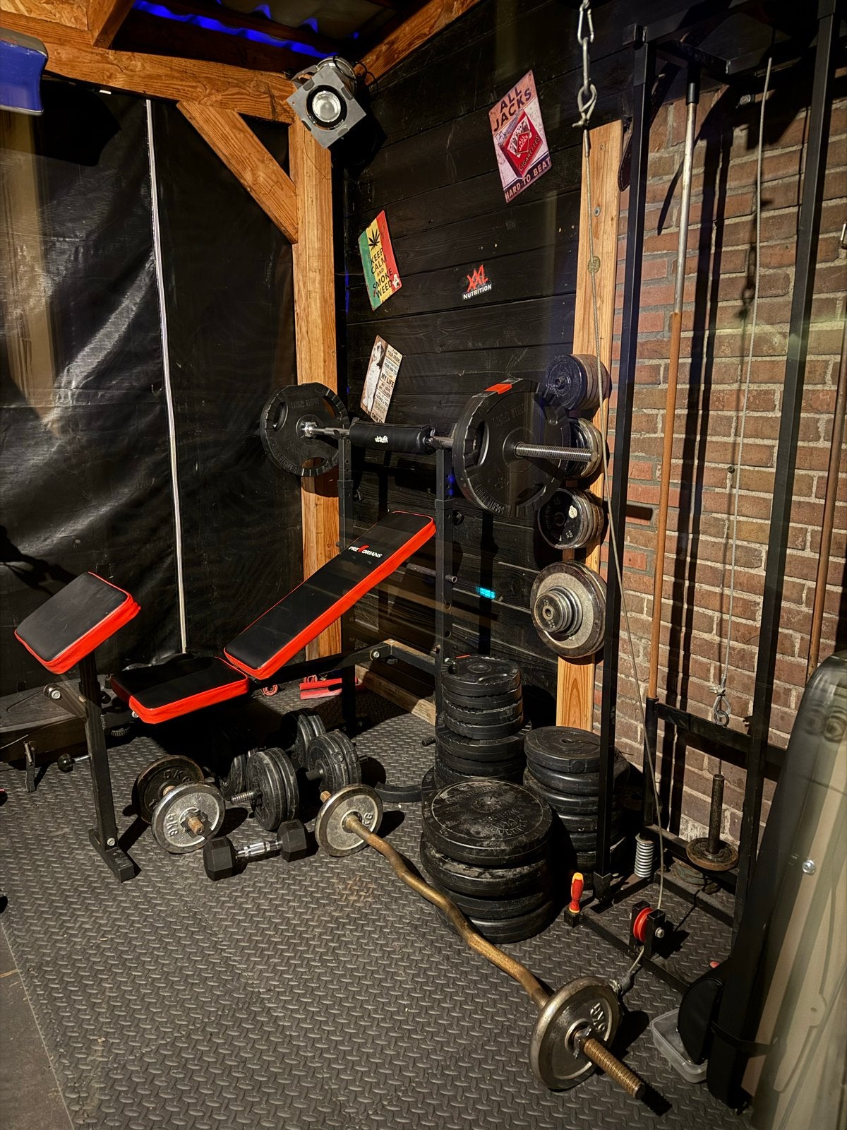 Complete Home Gym Set: Drukbank, Latpully, Gewichten & Meer, Sport en Fitness, Ophalen, Gebruikt, Armen, Dumbbell
