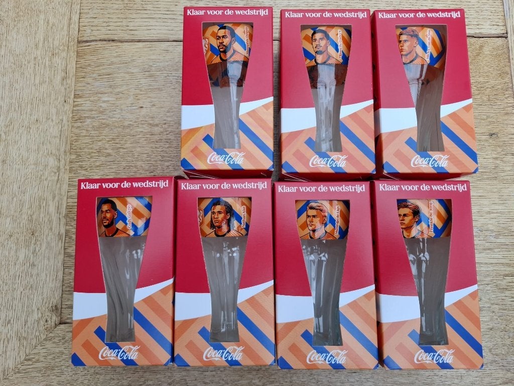 WK glazen Coca Cola, 7 stuks nieuw in verpakking, Verzamelen, Ophalen, Nieuw, Overige binnenlandse clubs, Overige typen