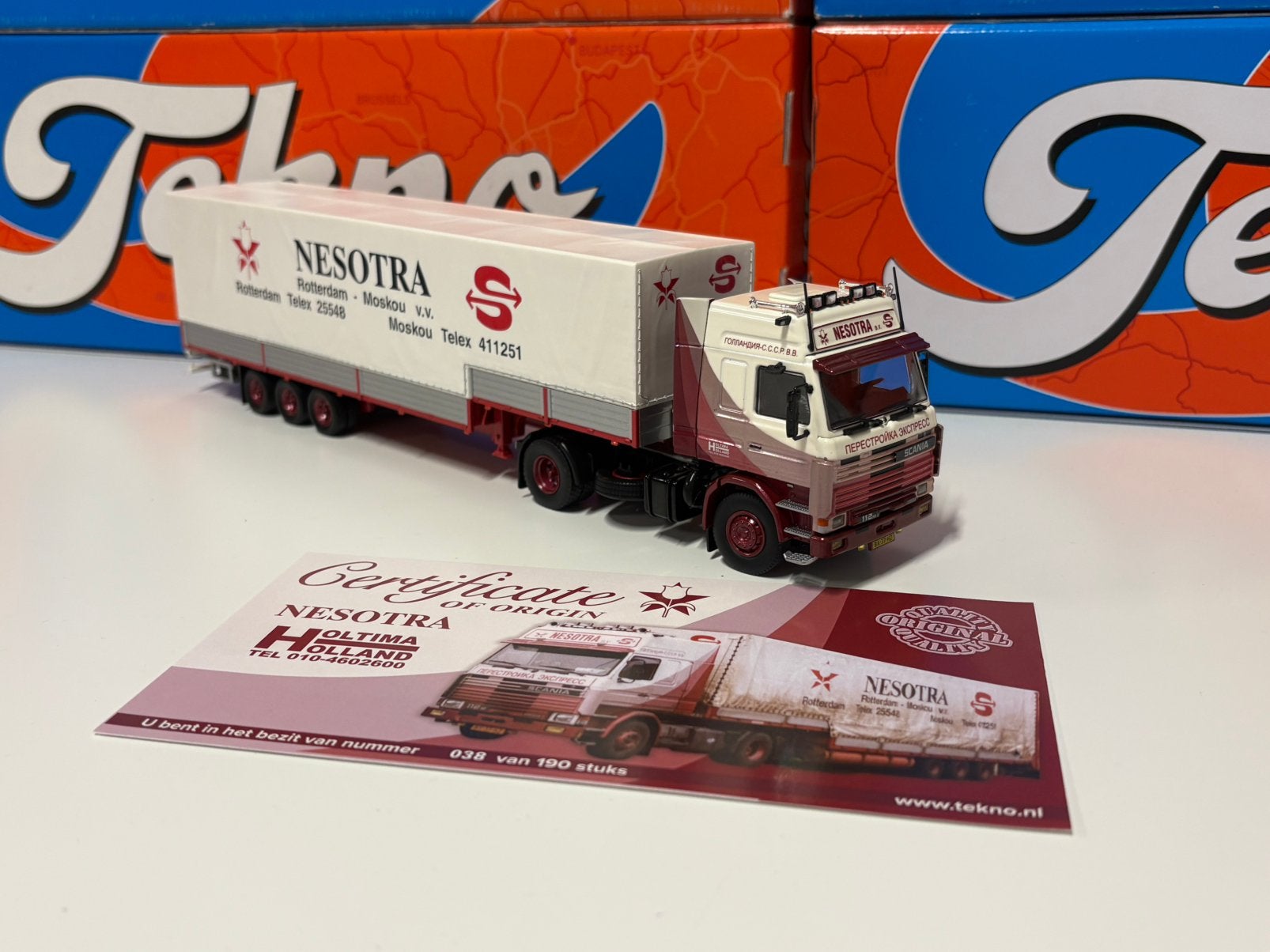 Tekno Nesotra scania 112, Ophalen of Verzenden, Zo goed als nieuw, Bus of Vrachtwagen, Tekno