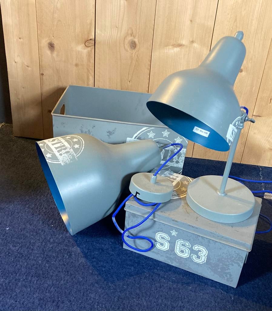 Stoere industriële lampen en kistjes, Ophalen, Gebruikt, Metaal, Minder dan 50 cm