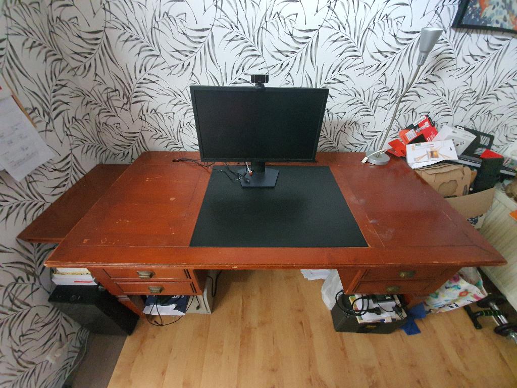 Houten bureau 170-230 cm breed, Huis en Inrichting, Bureaus, Ophalen, Gebruikt, Hout, Antiek