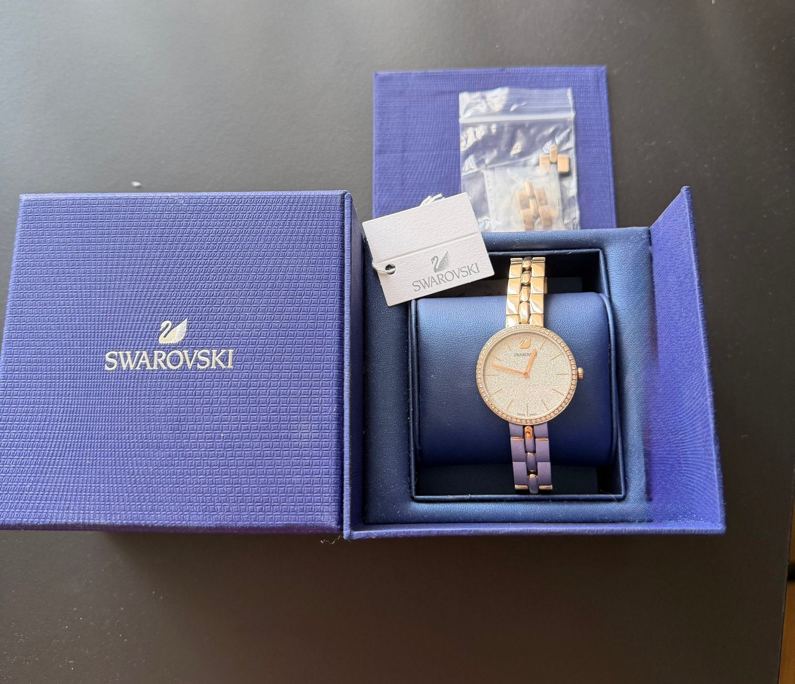 Swarovski horloge met kristal, Ophalen of Verzenden, Zo goed als nieuw, Staal, Overige merken