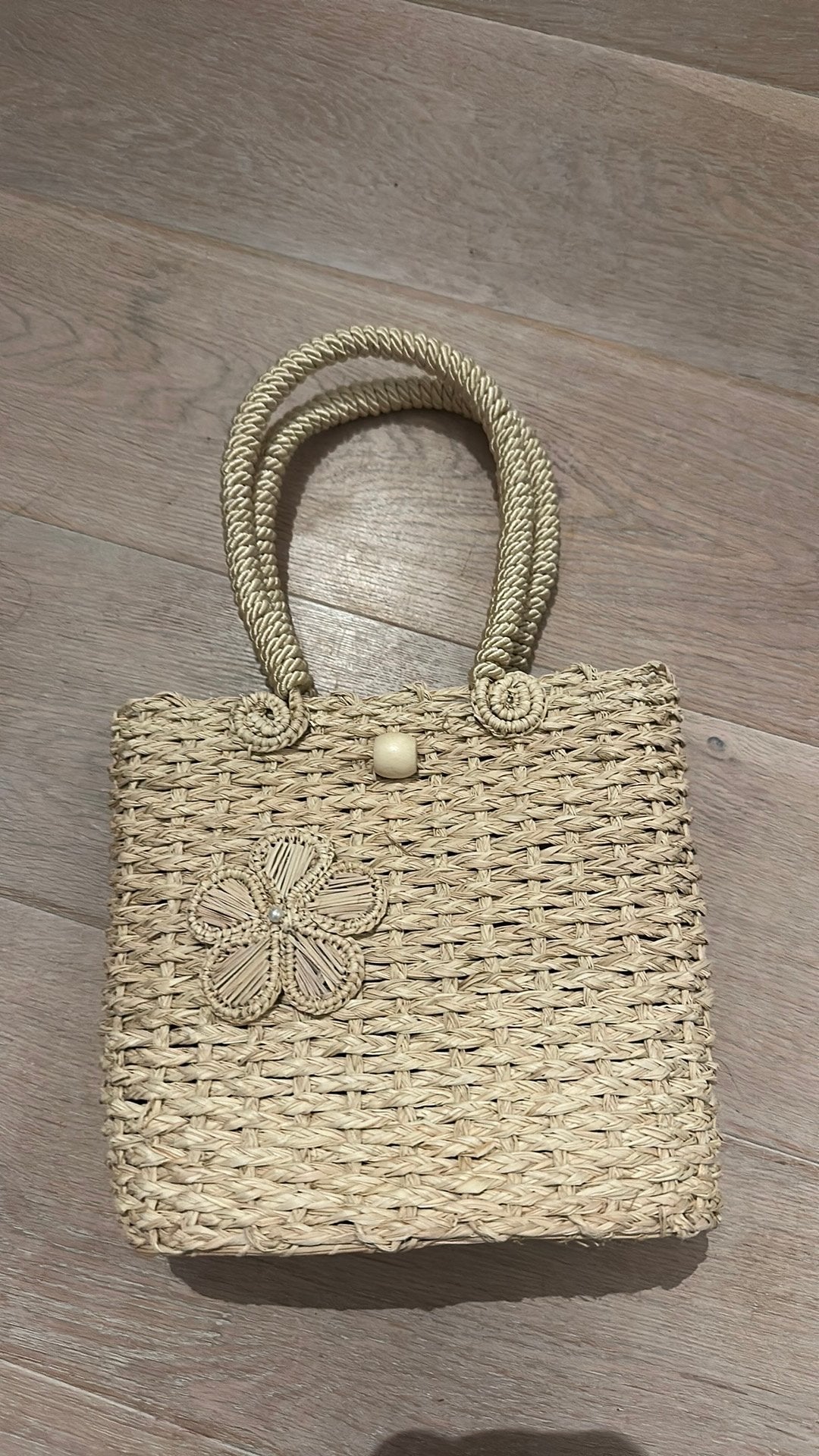Rieten tasje dames met leuke details, Ophalen of Verzenden, Nieuw, Beige, Handtas