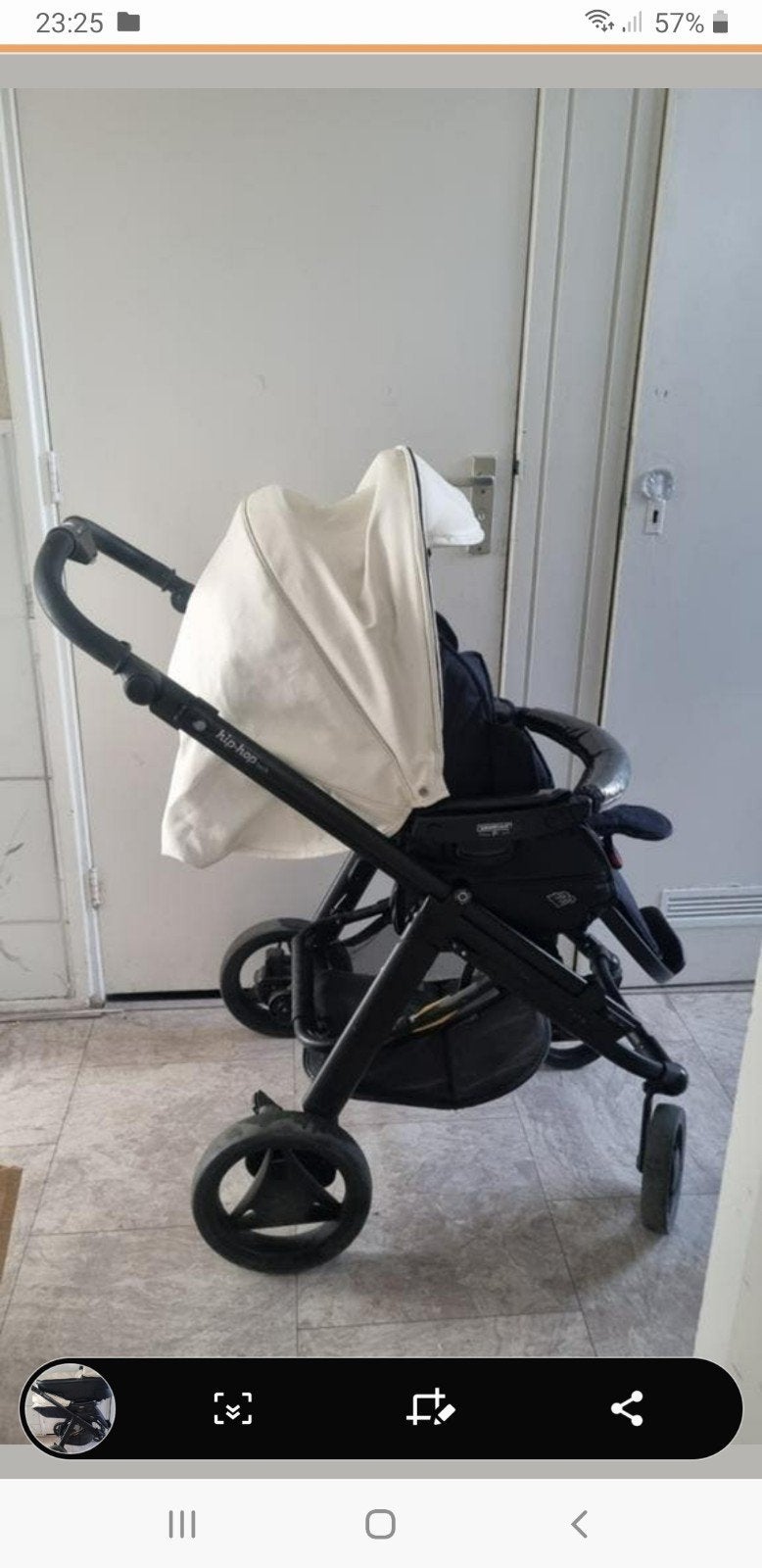 Bebecar kinderwagen - Zwart met wit.Zie foto's, Kinderen en Baby's, Kinderwagens en Combinaties, Gebruikt, Verstelbare duwstang