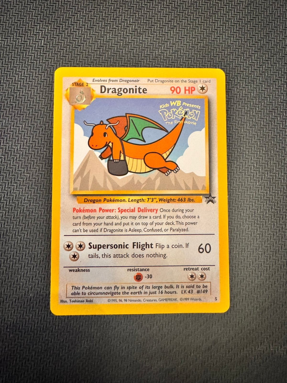 Dragonite WOTC Black Star Promo #5 Pokémon Kaart, Ophalen, Zo goed als nieuw, Losse kaart