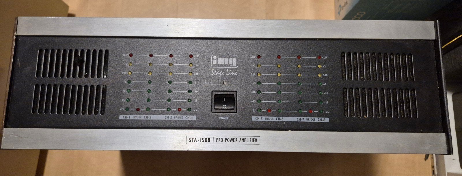 Monacor Stageline STA-1508 8-kanaals versterker (brugbaar), 120 watt of meer, Ophalen, Overige merken, Gebruikt