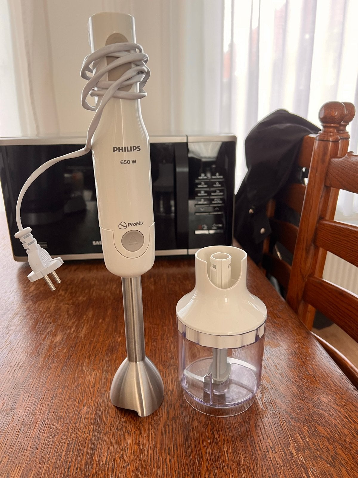 Philips ProMix Staafmixer 650W met hakmolen, Minder dan 1 liter, Ophalen, Zo goed als nieuw, 2 snelheden