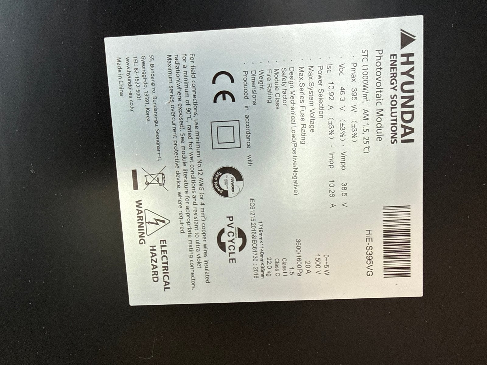 3 Nieuwe Hyundai Zonnepanelen - 395Wp per stuk, Doe-het-zelf en Verbouw, Zonnepanelen en Toebehoren, Ophalen of Verzenden, Nieuw