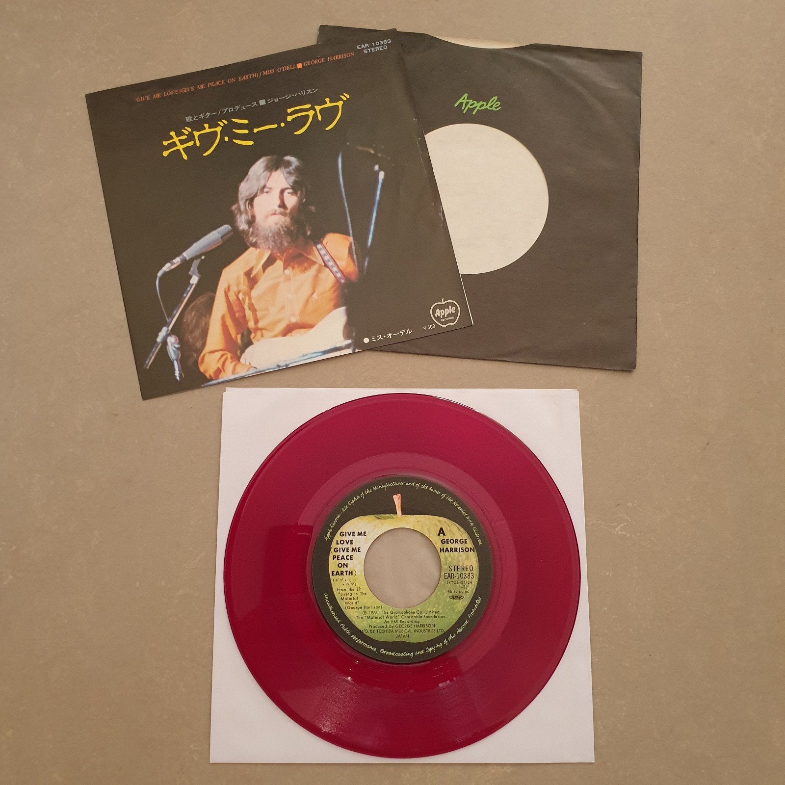The Beatles solo George Harrison rood vinyl Japan, Cd's en Dvd's, 7 inch, Colored vinyl, Ophalen of Verzenden, Zo goed als nieuw