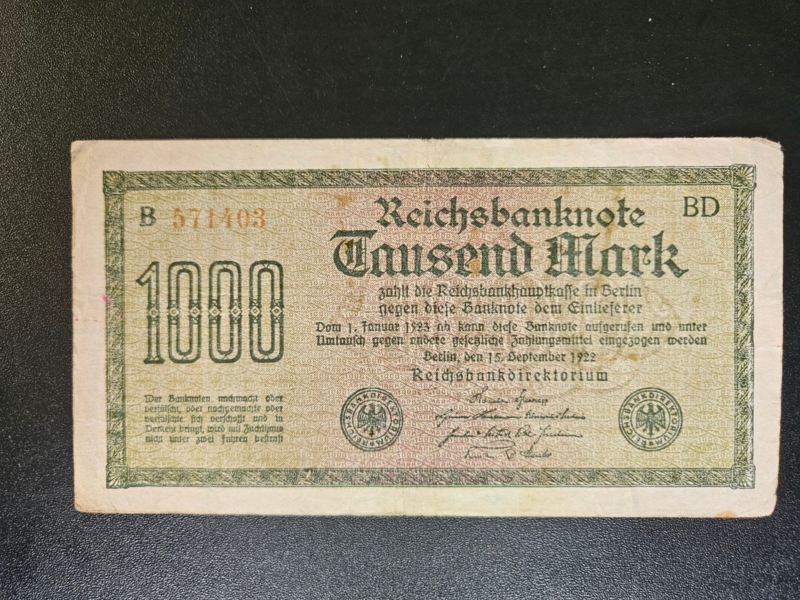 Duitsland pick 76c 1922, Postzegels en Munten, Ophalen of Verzenden, Duitsland, Los biljet