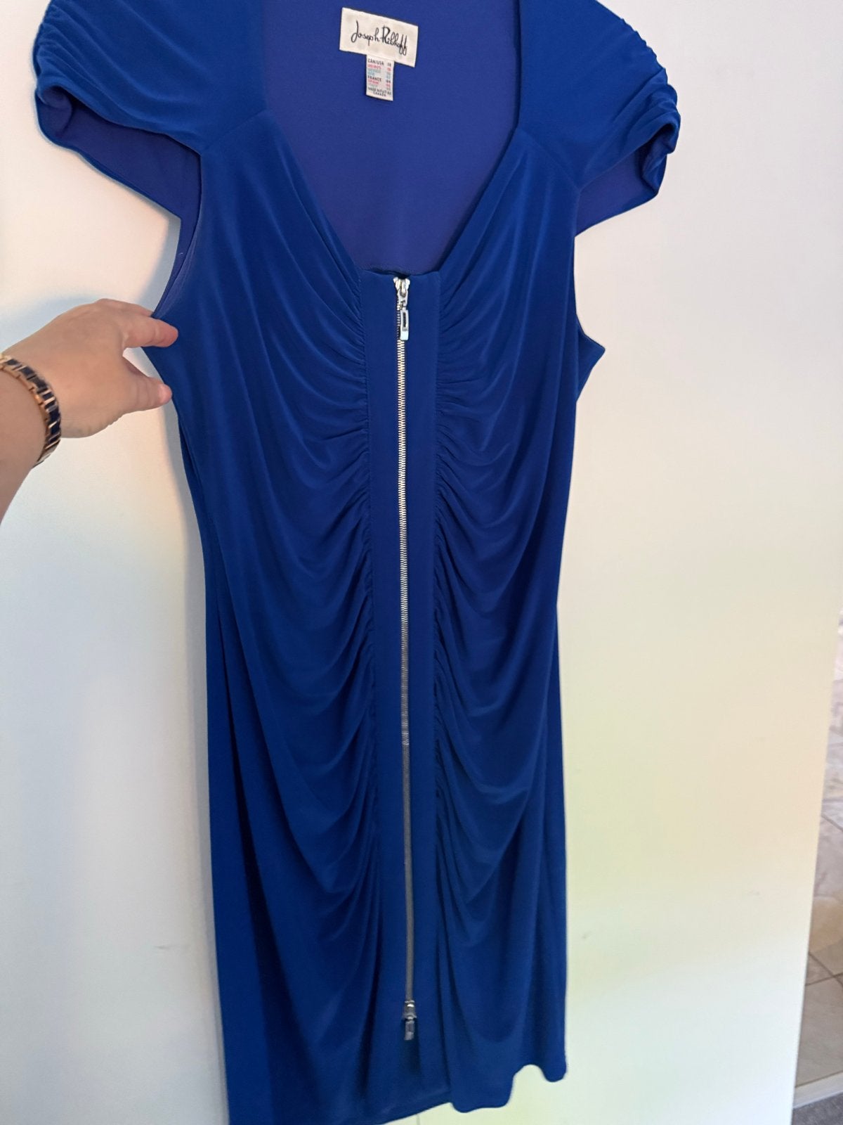 Joseph Ribkoff Kobaltblauwe Jurk met Ritsdetail mt 42, Blauw, Maat 42/44 (L), Ophalen of Verzenden, Zo goed als nieuw