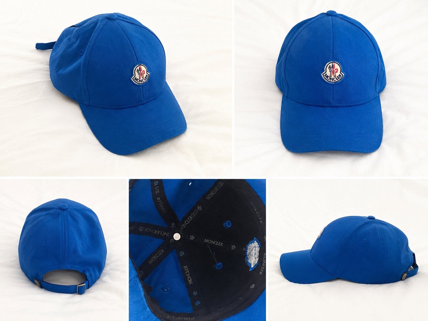 Moncler pet blauw - Zo goed als nieuw (Verzenden), Verzenden, One size fits all, Pet, Zo goed als nieuw