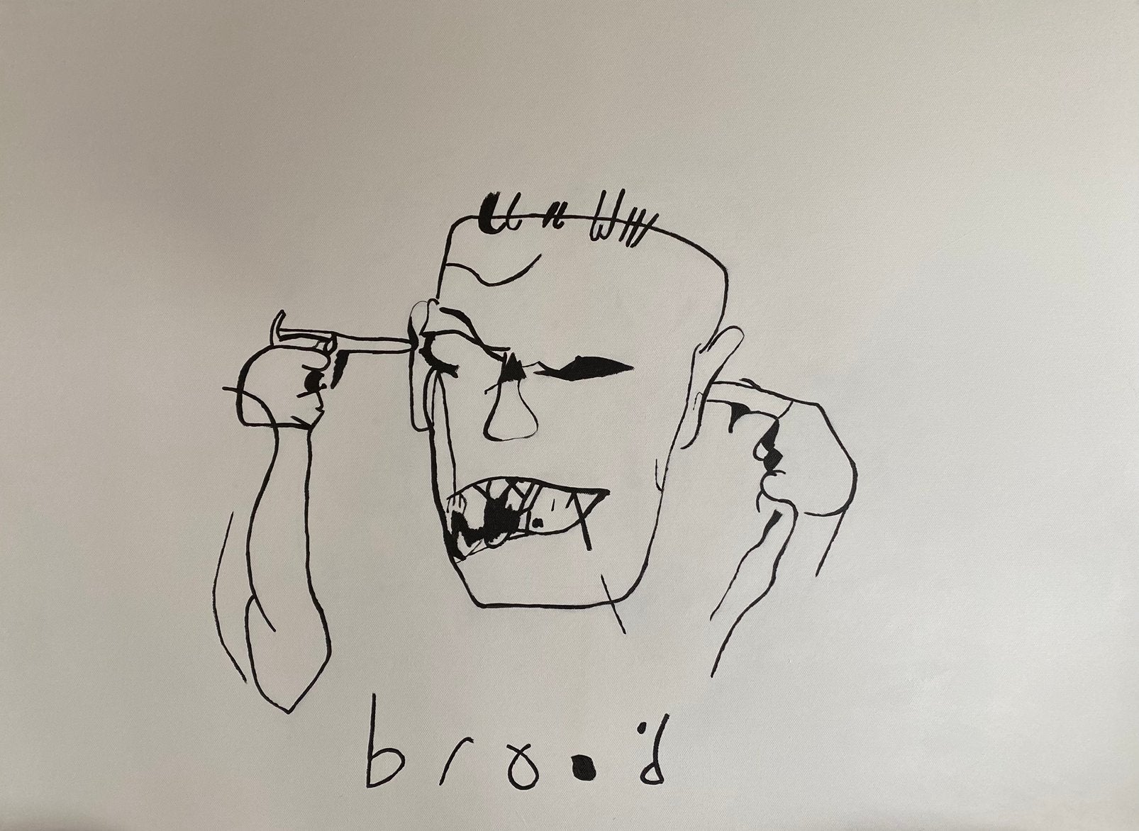 Herman Brood - Zelfportret met pistool (gesigneerd), Ophalen, Reproductie, Prent, Gesigneerd