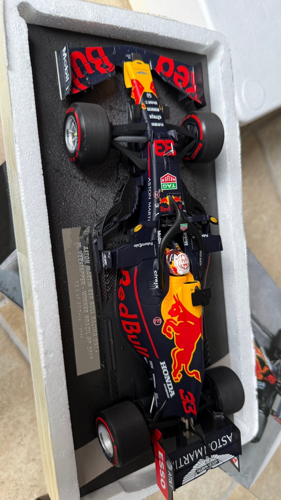 Max Verstappen Aston Martin RB15 Winner Brazil GP 134/500, Ophalen of Verzenden, Nieuw, MiniChamps