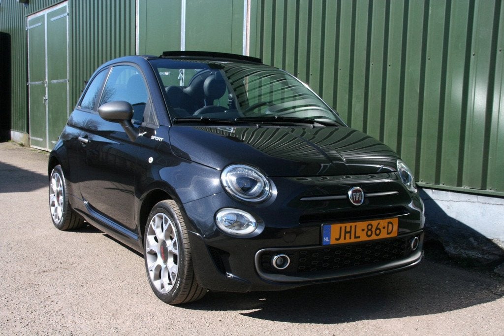 Fiat 500C 1.0 Hybrid Sport, AIRCO, NAVIGATIE, HALF LEER., Gebruikt, Cabriolet, 4 stoelen, Leder en Stof