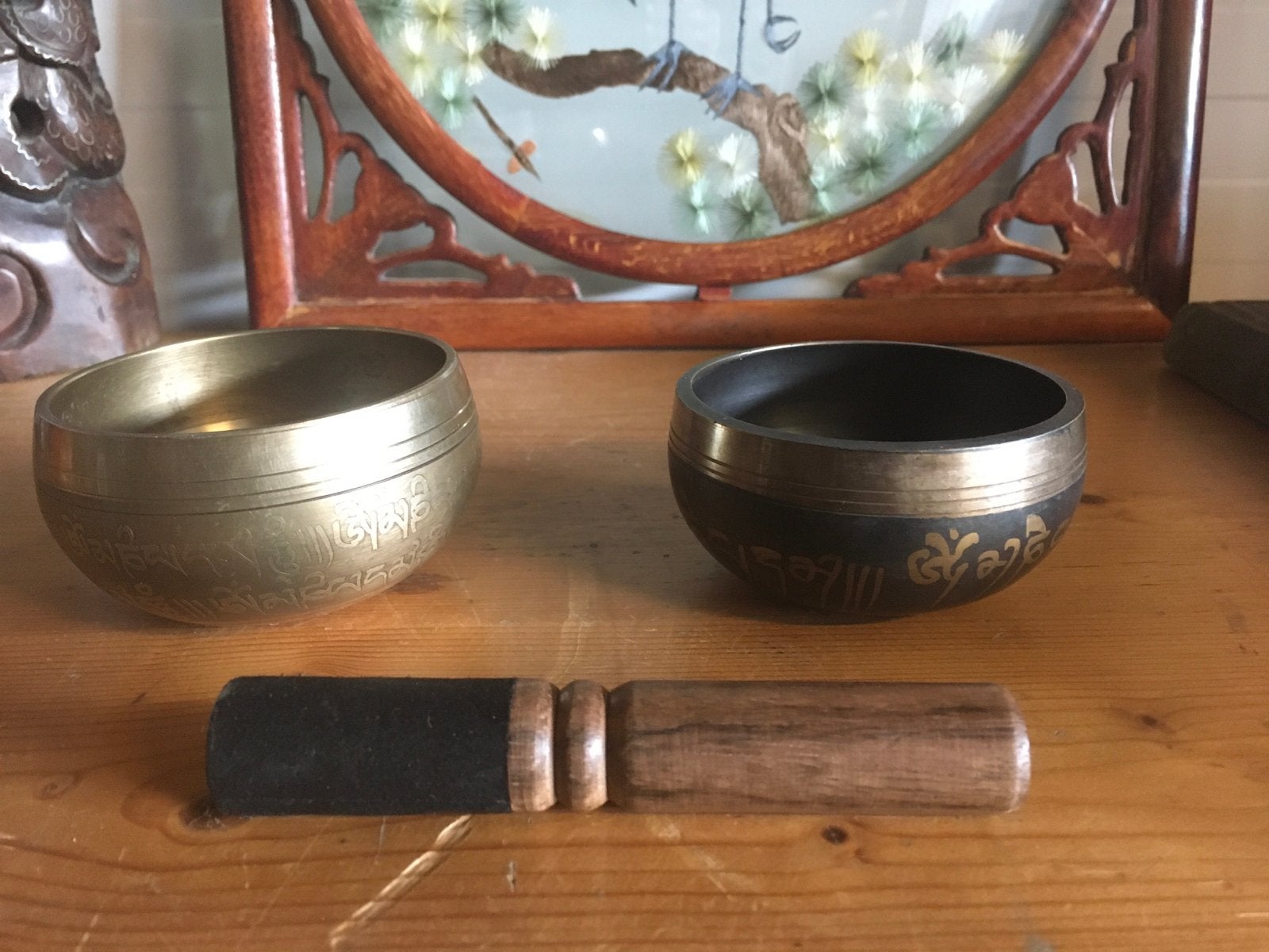 Set van 2 Klankschalen met Klopper - 8 cm diameter, Ophalen of Verzenden