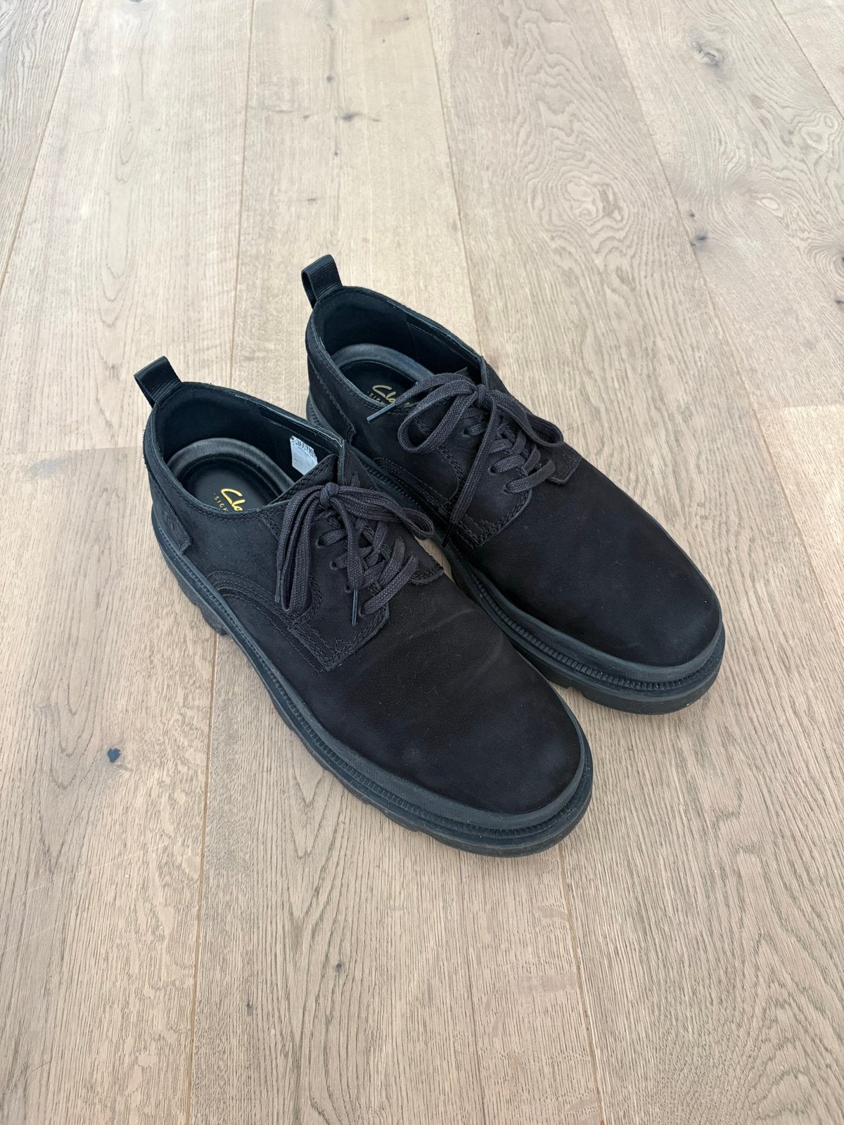 Clarks Badell Lace maat 45 zwart/suede, Verzenden, Zwart, Zo goed als nieuw, Veterschoenen