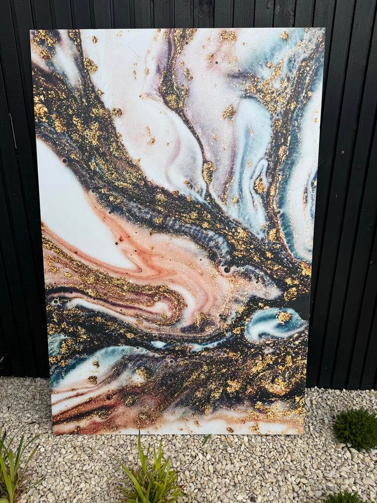 Abstracte Marmer plaat met Goudaccenten 100x150, Ophalen