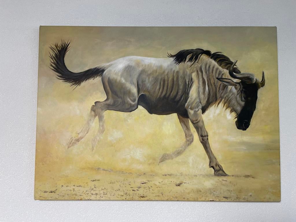 Schilderij Gnoe - Dynamisch Kunstwerk 90x65 cm, Ophalen