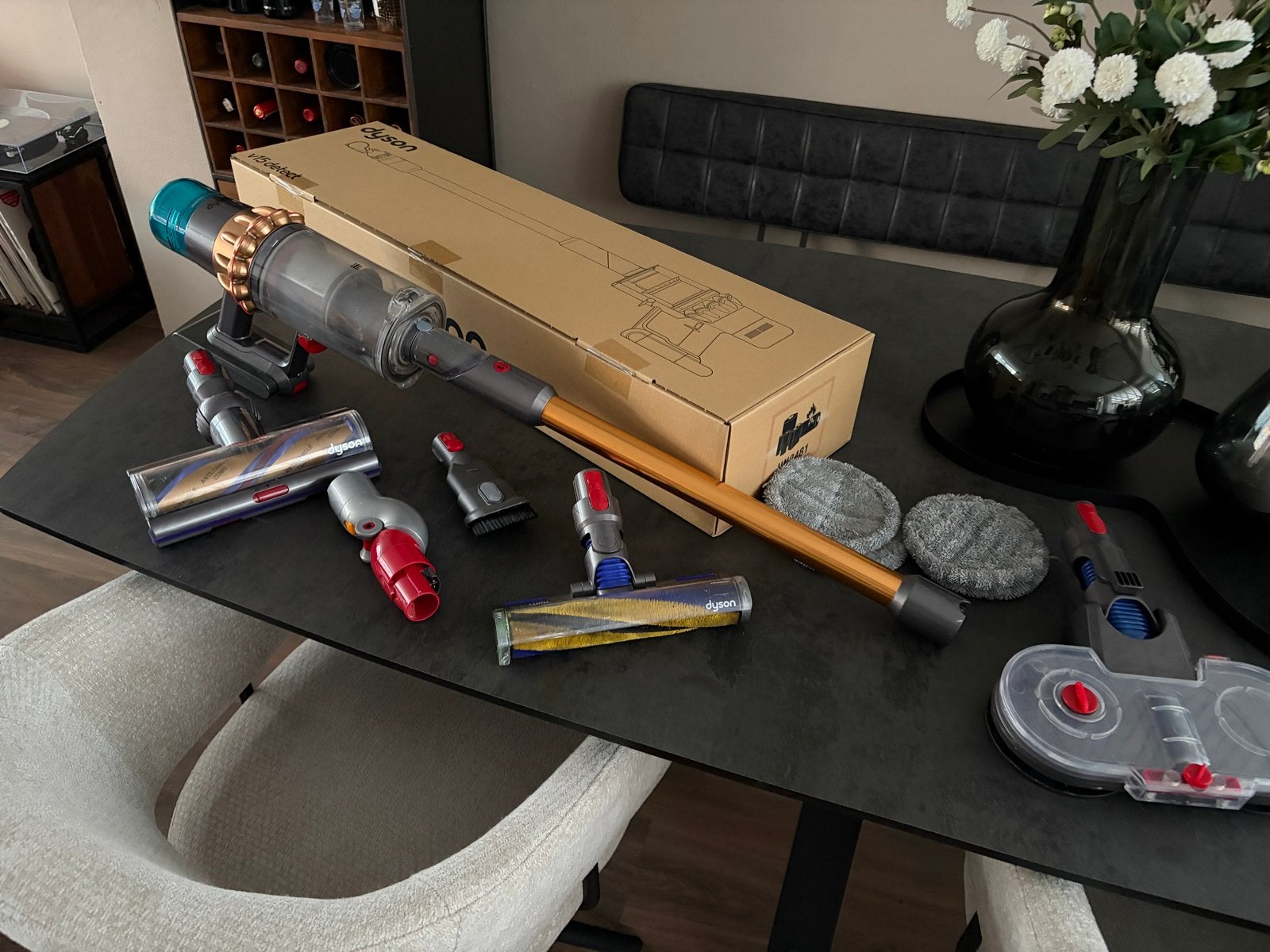 Dyson V15 Detect plus steelstofzuiger met dweilfunctie, Witgoed en Apparatuur, Stofzuigers, Draadloos, Ophalen of Verzenden, Zo goed als nieuw