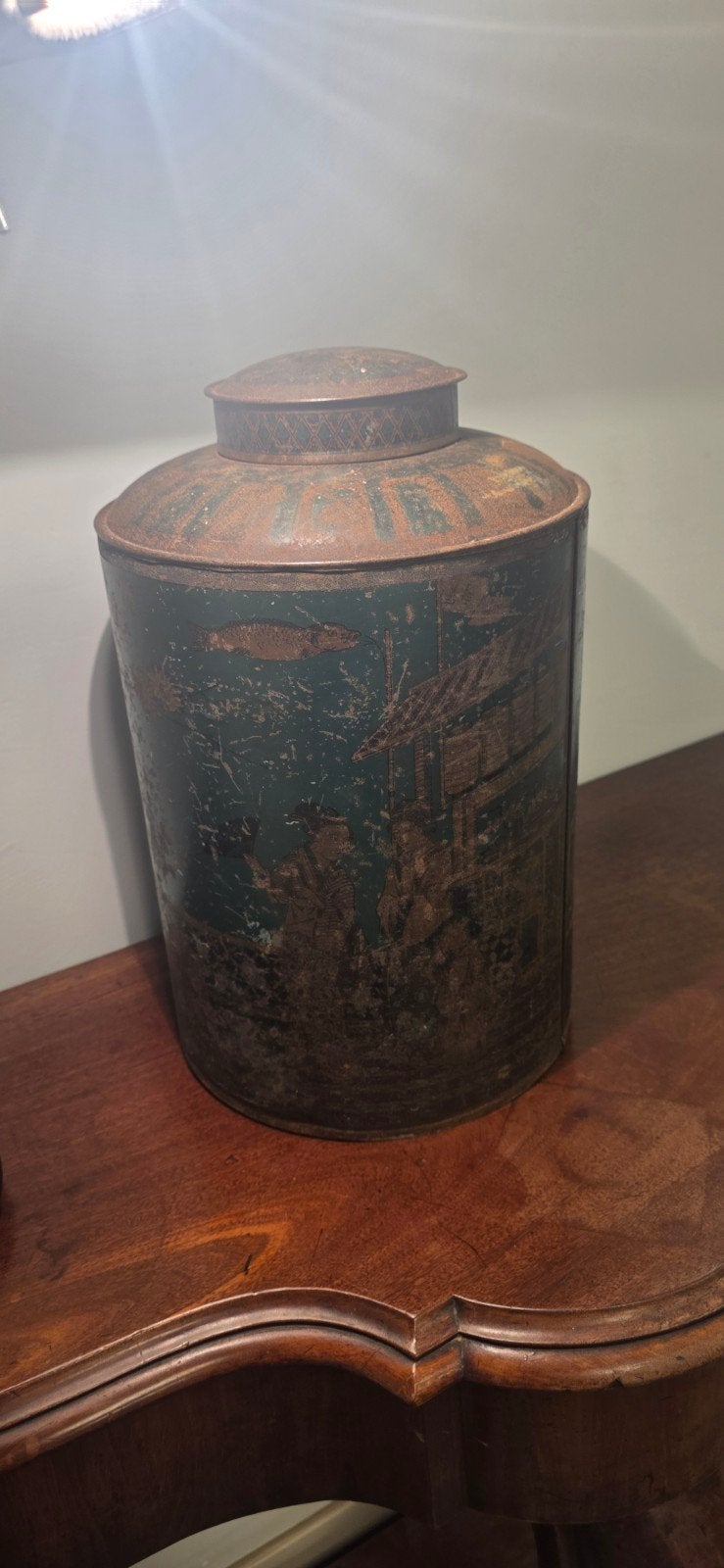 Antieke Chinese Theebus met Oosterse Decoratie, Antiek en Kunst, Antiek | Woonaccessoires, Ophalen of Verzenden