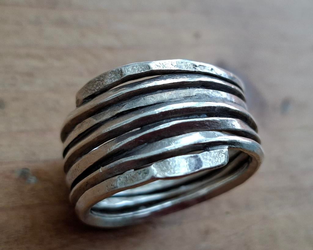 Zilveren ring 'Zot' van zilversmid Vuur en Vlam, 19 tot 20, Ophalen of Verzenden, Zo goed als nieuw, Dame