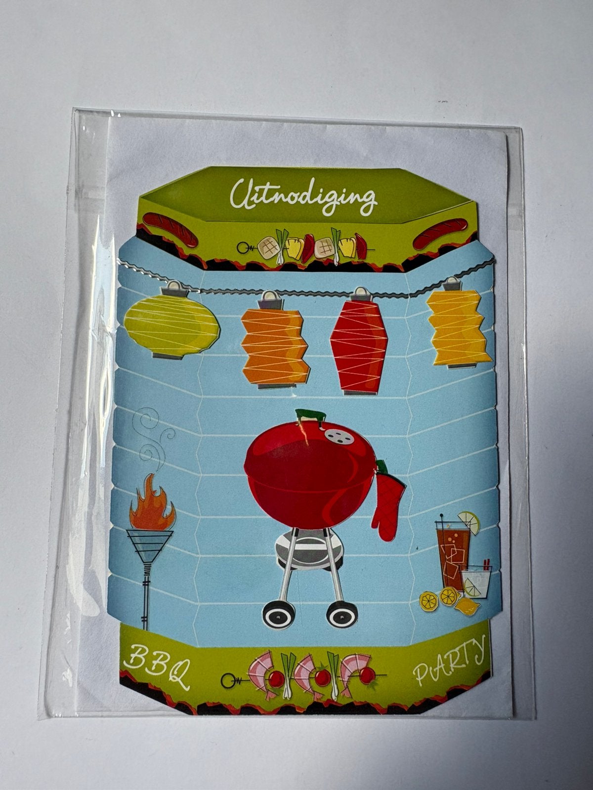 Kaart uitnodiging bbq, Ophalen of Verzenden, Zo goed als nieuw, Overige thema's