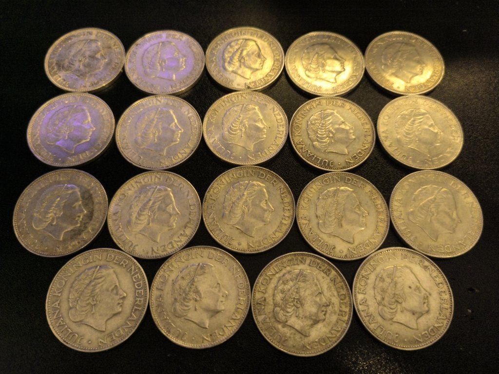 Juliana Rijksdaalders 1959-1966 19 stuks, Postzegels en Munten, Ophalen of Verzenden, Koningin Juliana, 2½ gulden, Zilver