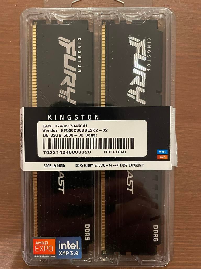 Kingston Fury 32 GB DDR5-6000 RAM, 32 GB, Nieuw, Ophalen of Verzenden, Desktop