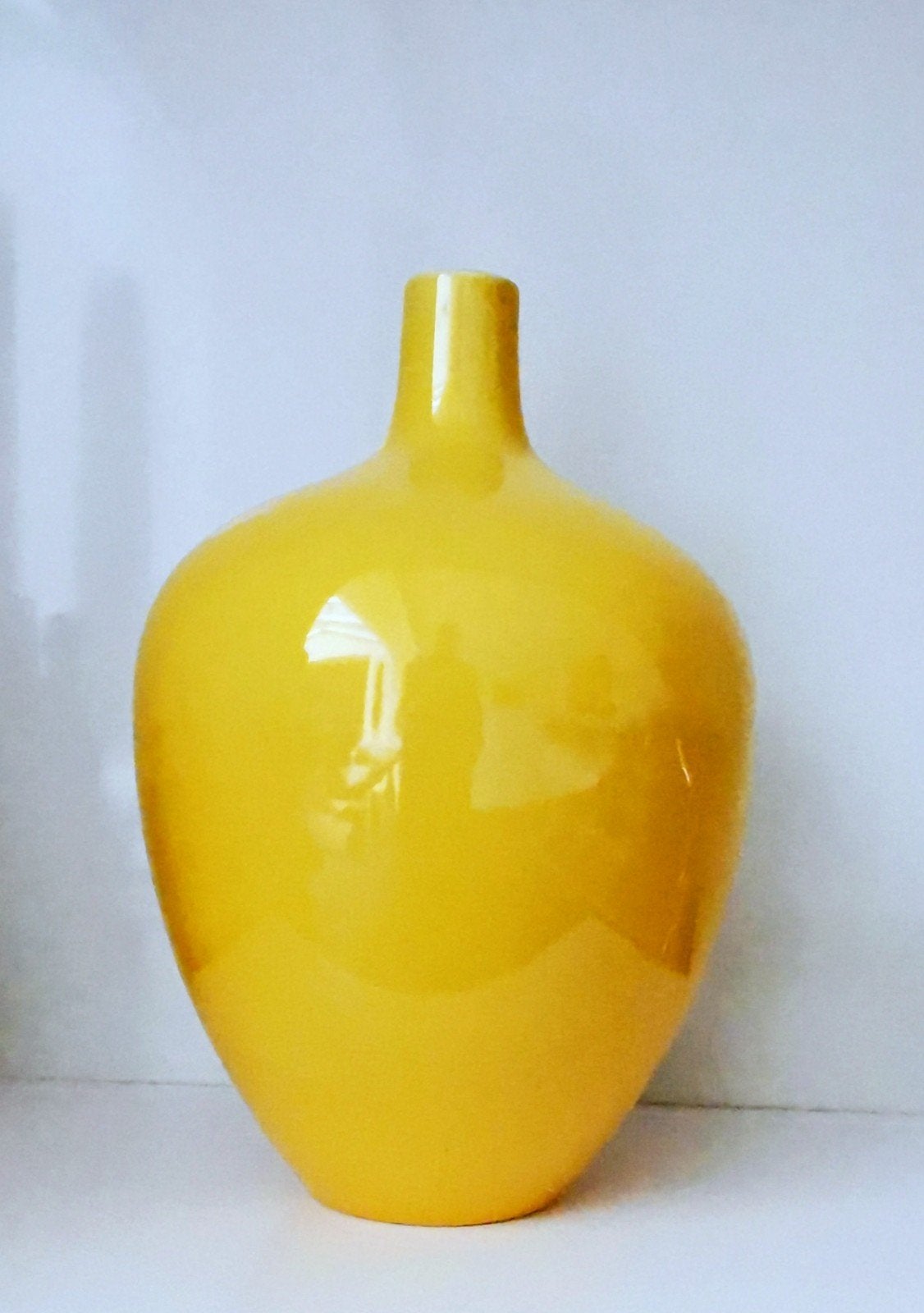 Gele keramische vaas, modern design, Ophalen of Verzenden