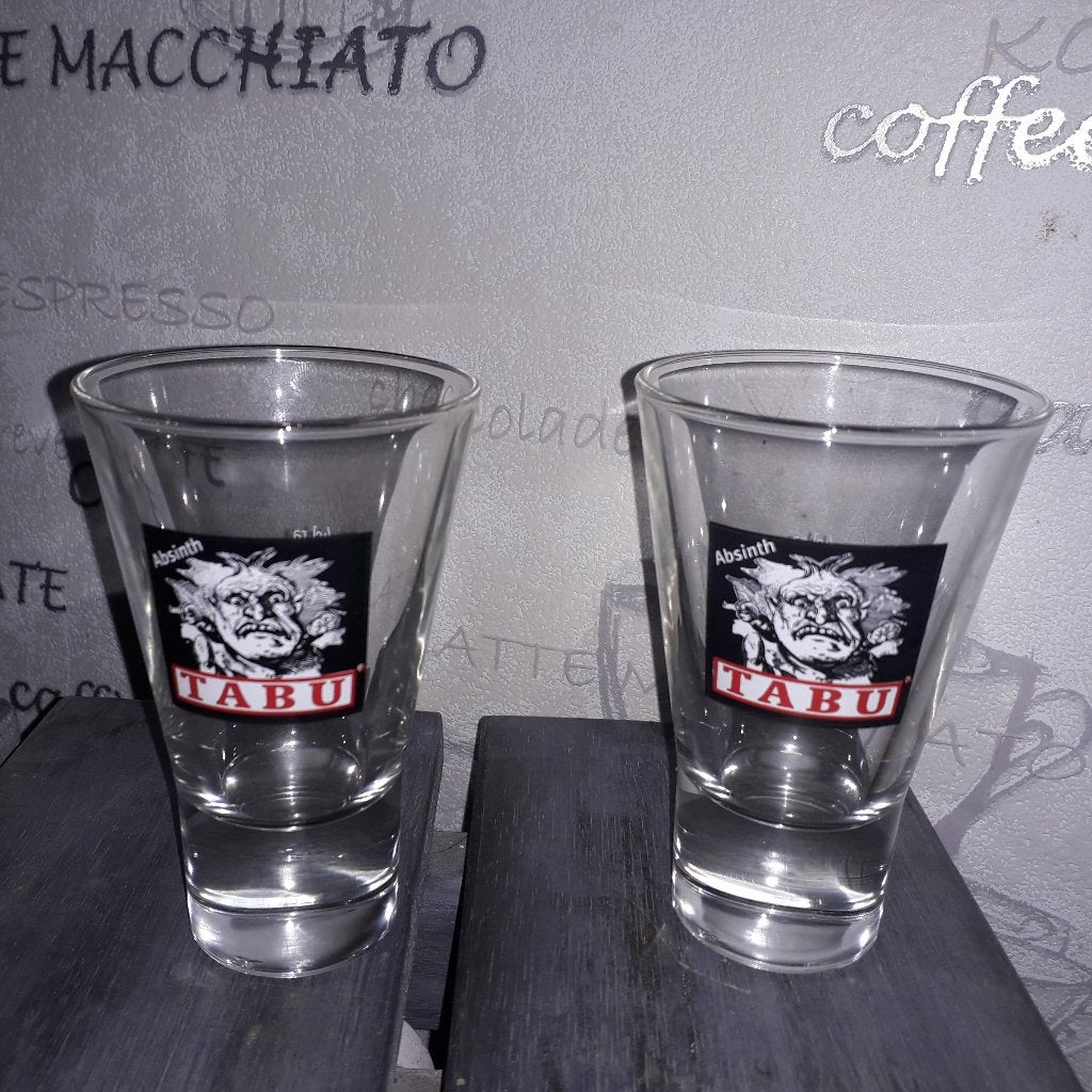 Tabu Absinth glazen set van 2, Ophalen, Glas of Glazen, Gebruikt, Glas