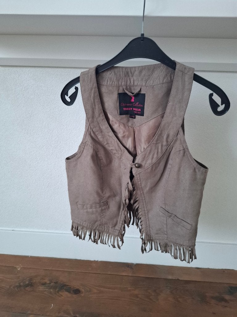 Stoer suède dames giletje maat 38, Maat 38/40 (M), Beige, Ophalen of Verzenden, Zo goed als nieuw