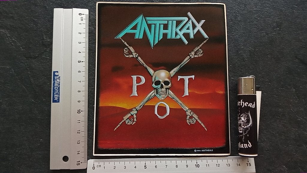 Anthrax vintage  1990 Pot sticker st37 -- 13x15.5 cm  metal, Ophalen of Verzenden, Nieuw, Overige typen