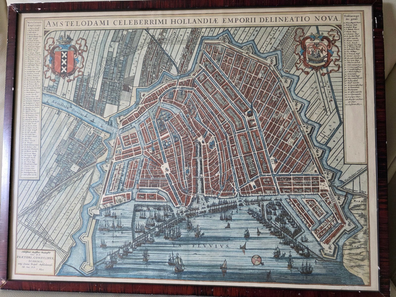 Oude kaart van Amsterdam 1646 - Joan Blaeu, Verzamelen, Foto's en Prenten, Gebruikt, Ophalen of Verzenden, Voor 1940, Prent