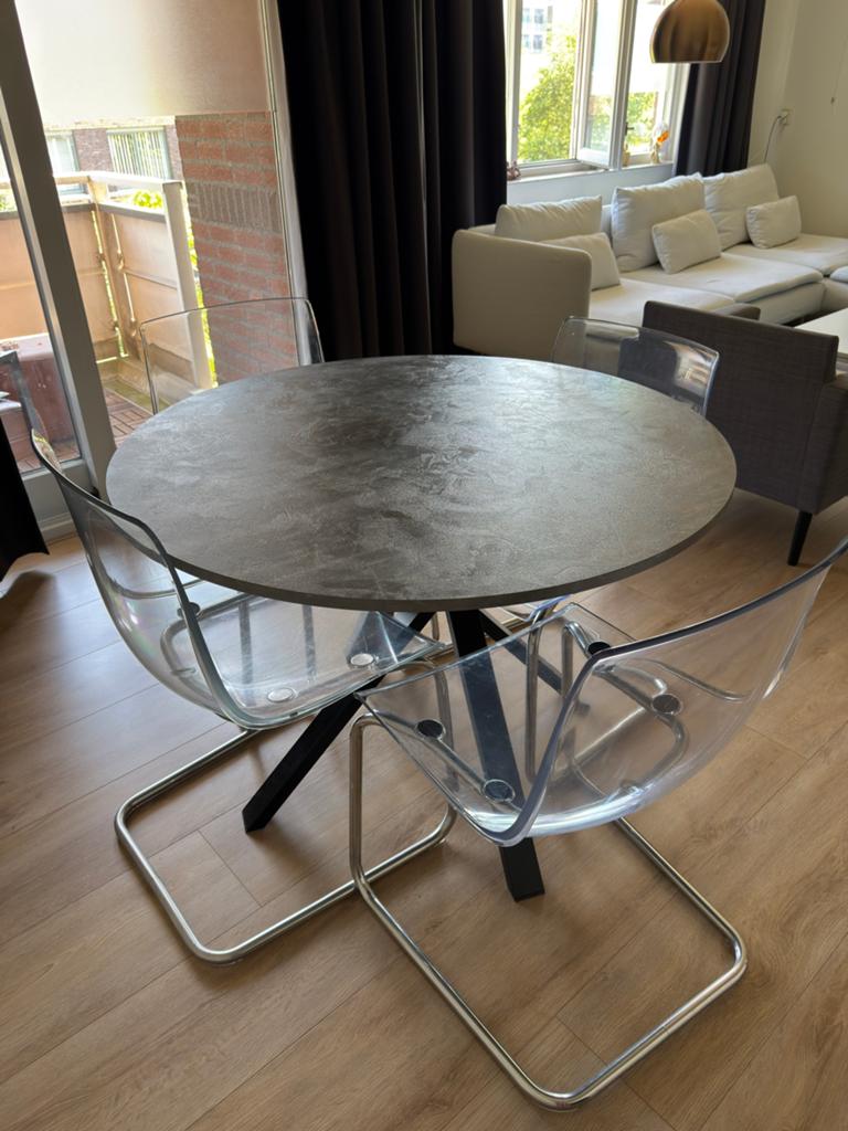 4x IKEA TOBIAS eetkamerstoelen transparant, Huis en Inrichting, Stoelen, Ophalen of Verzenden, Gebruikt, Wit, Vier