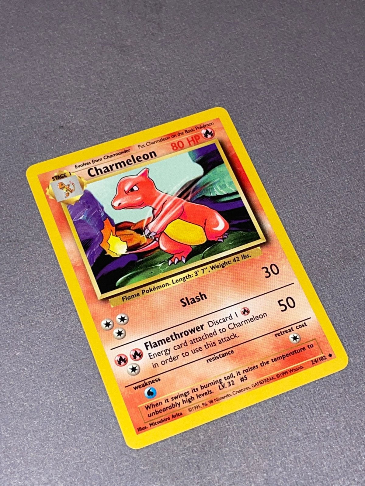Pokemon - Charmeleon 24/102 Base Set, Ophalen of Verzenden, Zo goed als nieuw